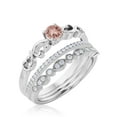 thumbnail image 3 of Art Nouvea Twisted 1.50 Carat Round Cut Morganite And Diamond Moissanite Engagement Ring, Antique Design Wedding Ring in 925 Sterling Silver With 18k White Gold Plating, Trio Set, Matching Band, 3 of 3