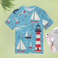 thumbnail image 4 of Lighthouse Sailboats Ocean Waves-1 Women's Short Sleeve T-Shirt Crew Neck Casual Summer Trendy Loose Fit Tops, 4 of 7