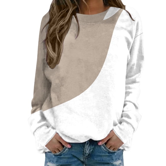 MESSUEN Womens Sweatshirts No Hood Thermal Long Sleeve Women Winter Sweatshirts for Women Long Sleeve Shirt Women's Tops Womens Sweatshirt Fall Womens Shirts Khaki L