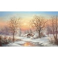 thumbnail image 2 of Glassl, Helmut 32x21 Gold Ornate Wood Framed with Double Matting Museum Art Print Titled - COSY WINTER, 2 of 4
