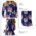 thumbnail image 5 of Women's XL Rose Blue Floral Pattern Long Sleeve Dress with Side Pockets and Gathered Waist, 5 of 5