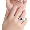 thumbnail image 5 of Petite Dainty Fashion Oval Thumb Ring Blue Sapphire Ring Band 925 Sterling Silver Size 12, 5 of 5