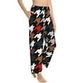 thumbnail image 2 of Disketp Houndstooth Green Red Print Women'S Comfy Pajama Pants Casual Drawstring Palazzo Lounge Wide Leg Pants, 2 of 9