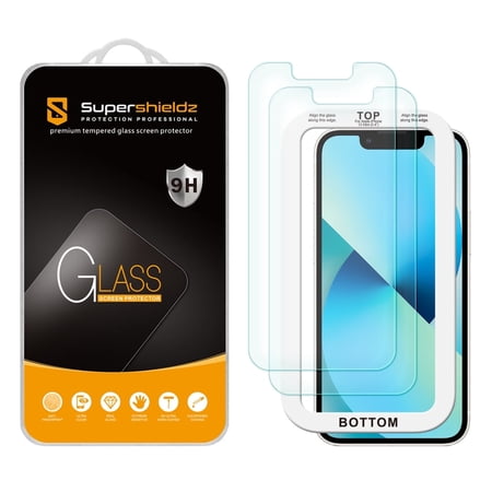 (2 Pack) Supershieldz Designed for iPhone 13 Mini (5.4 inch) Tempered Glass Screen Protector with (Easy Installation Tray) Anti Scratch, Bubble Free