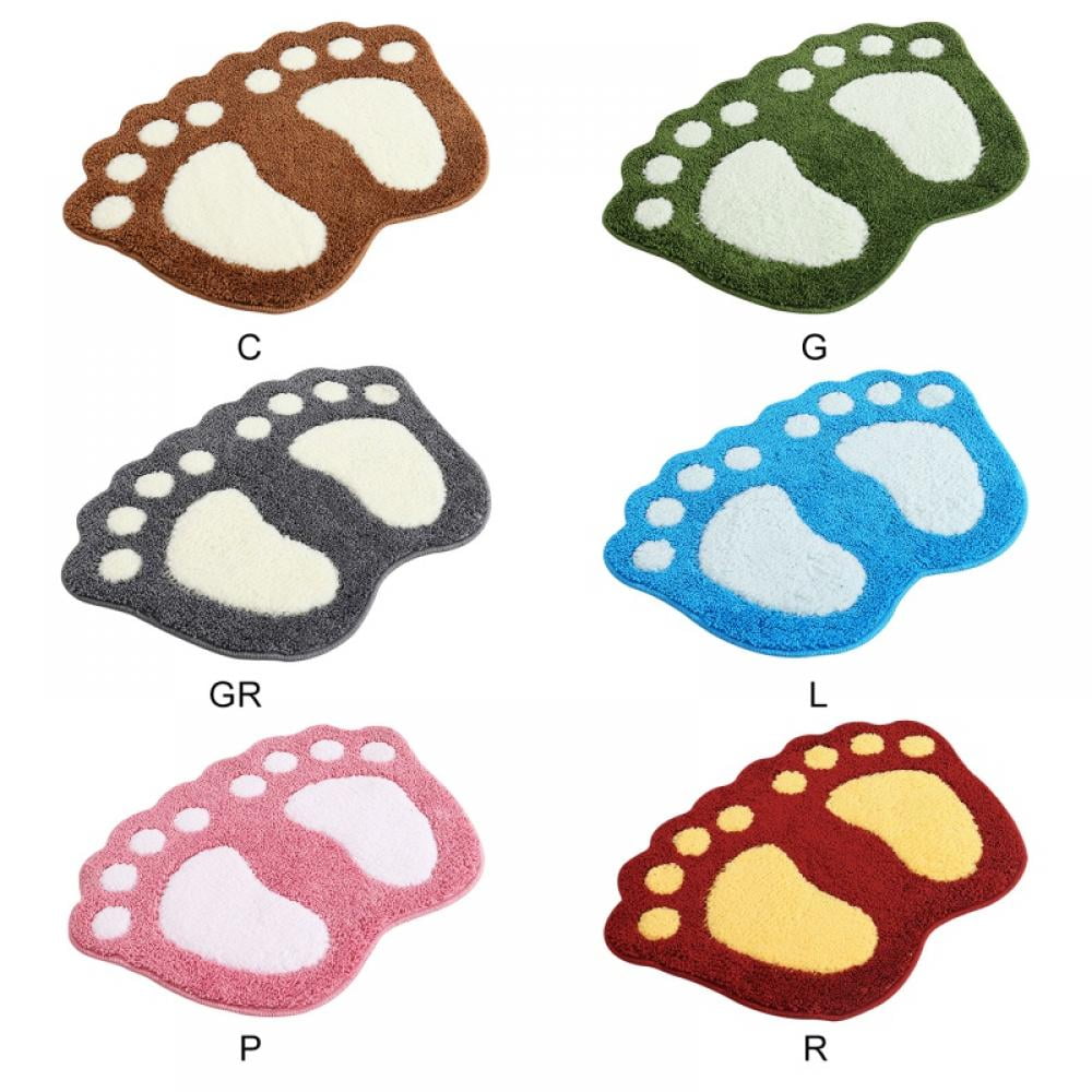 Non Slip Bath Toilet Mat Cute Big Feet Bathroom Shower Rugs Shaggy Carpet Absorbent Doormat