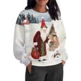 thumbnail image 4 of Women's Christmas Fleece Sweatshirt Long Sleeve Crew Neck Santa Claus Christmas Tree Graphic Print Casual Loose Hoodies for Holiday Party Multicolor-3 M, 4 of 9