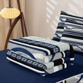 thumbnail image 5 of jejeloiu Nautical Striped Zipper Twin Comforter Sets with Fitted Sheet and 2 Pillowcases,Wave Print Zipper Bedding Set For Boys,Blue Gray,Navy Blue Reversible,4 Pieces, 5 of 7