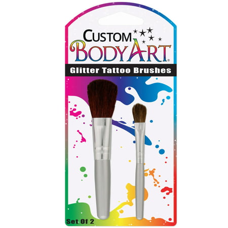 Custom Body Art - Set of 2 Glitter Tattoo Brushes (Best Glitter Tattoo Starter Kit)