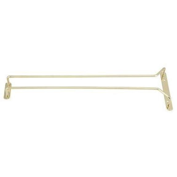 Winco GH-16, 16-Inches Brass Plated Wire Hanger Rack, Single Channel Bar Glass Holder, Stemware Rack