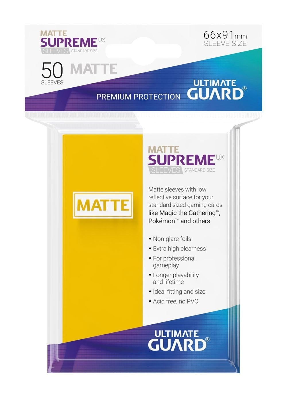 YELLOW Ultimate Guard SUPREME UX STANDARD Size Card Sleeves 80 MATTE 