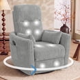 thumbnail image 2 of Homall 360° Power Swivel Recliner High Back Adult Rocker Recliner Chair with 2 Pillows for Nursing Expectant Mothers,Corduroy Gray, 2 of 7