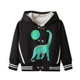 thumbnail image 2 of NAISIBABY Bomber Jacket for Boys, Trendy Dinosaur Prints Long Sleeve Button Hooded Casual Outwear Black 18-24Months, 2 of 7