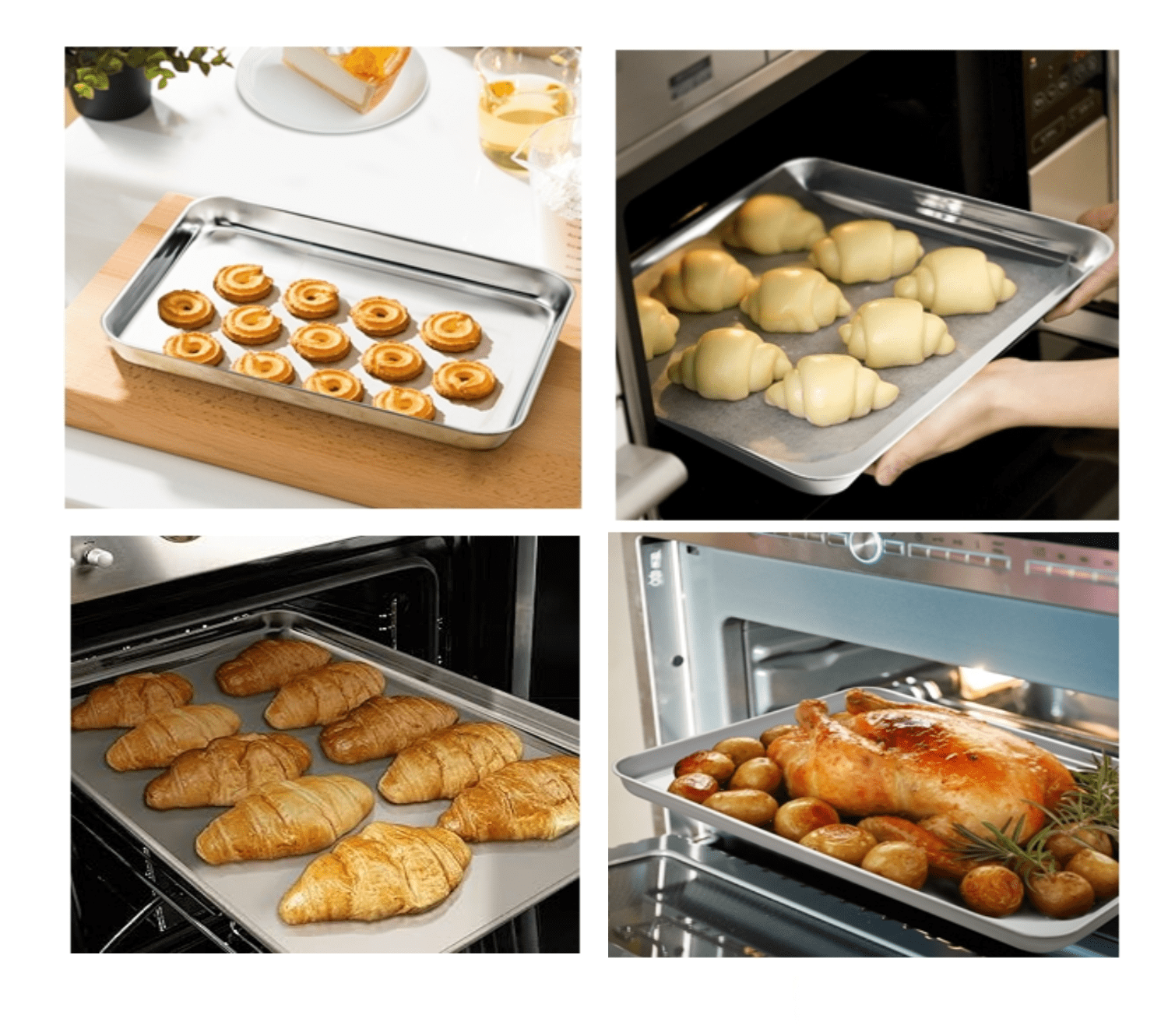 PandaTop 2-pack Square Baking Pan,Stainless Steel Baking Pans Tray Cookie Sheet Toaster Oven Tray Pan Cookie Pan,（9*6.7*0.98inch）Superior Mirror Finish & Rust Free,Easy Clean & Dishwasher Safe