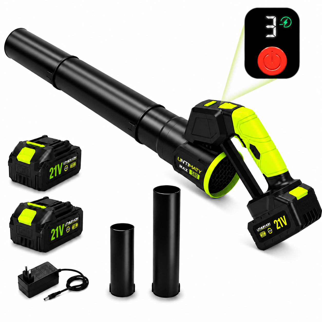 UNTIMATY Cordless Leaf Blower, 500 CFM 150 MPH Leaf Blower with 2 x 4.0Ah Batteries, Brushless Motor, 3-Speed Battery Powered Blower for Lawn Care
