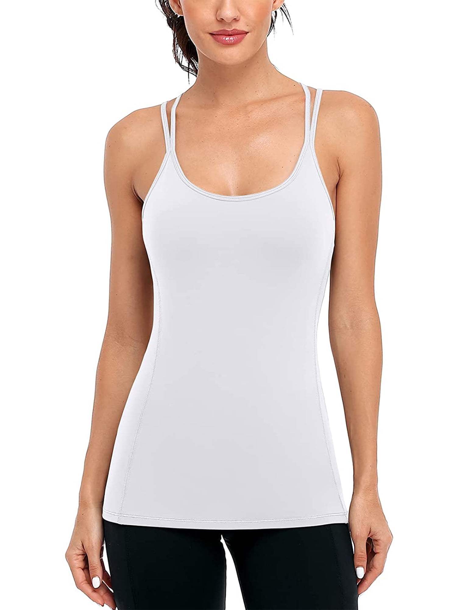 Women's Workout Tank Tops with Built in Bra Athletic Camisole Strappy Back  Yoga Tanks 