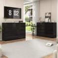thumbnail image 3 of ChVans 9 Drawer Dresser for Bedroom, 59" Wide 41" Tall Modern High Gloss Dresser with Wood Chest of 9 Drawer Handle Free, Large Black Malm Dresser for Bedroom, Living Room, Entryway, Hallway, 3 of 8