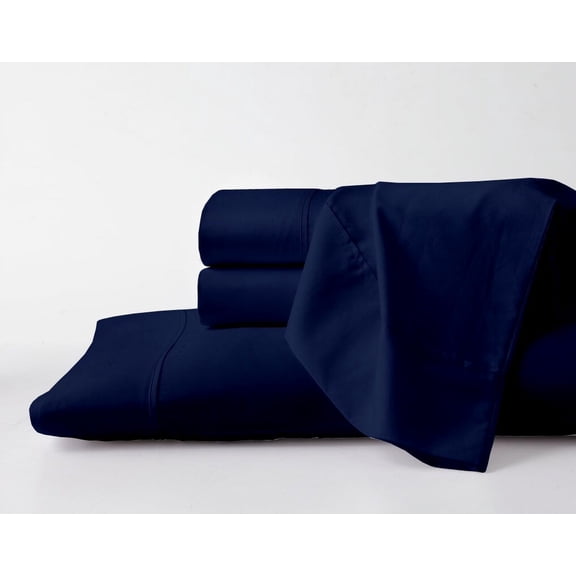 300-Thread Count Egyptian Cotton Twin Size Navy Blue Color Sheet Set- 12 inch Deep Pockets