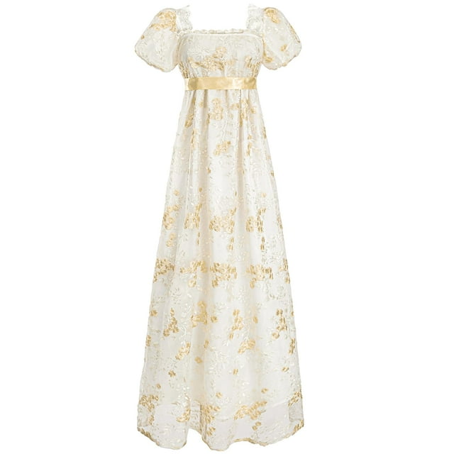 Vestido de gala Regency FCCAM Bridgerton Victorian Gold L