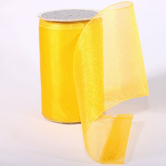 The Ribbon People Yellow Sheer Solid Wired Craft Ribbon 6" x 27 Yards