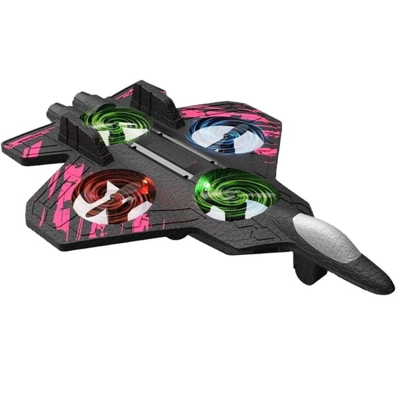 RC Stunt Fighter Jet Toy for Family with 360° Flips & LED Lights, as Christmas Toy Gift for Family Remote Control Jet,Four-wheel drive Easy to Control, Indoor&Outdoor Use Pink