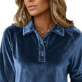 thumbnail image 6 of Tdoqot Womens Velvet Polo Shirts Dressy Casual- Long Sleeve Soft Elegant Spring Business Tops Blue Size S, 6 of 8