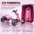 thumbnail image 4 of Holaki 12V Electric Go Kart for Kids, Battery Powered Ride on Toy with Adjustable Seat, Music, LED Lights, EVA Wheels & Forward/Reverse Driving, Pink, Ages 3-6, 4 of 10