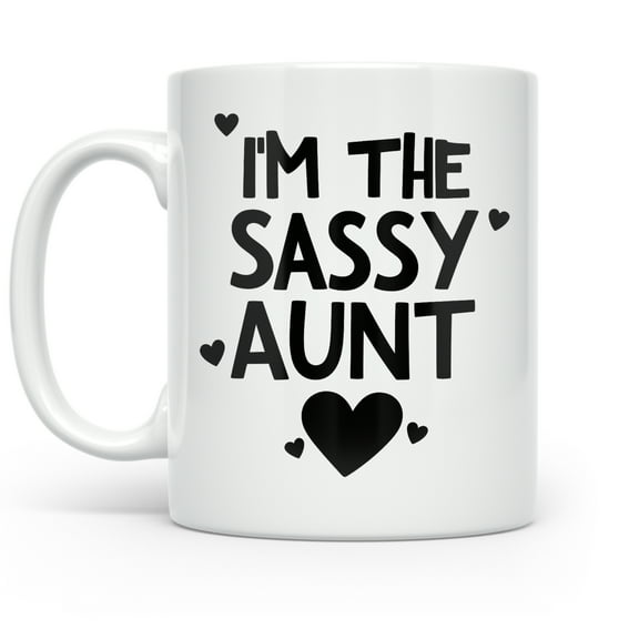 Sassy Aunt 11 oz Coffee Mug - Funny Gift for Cool Aunts White Ceramic