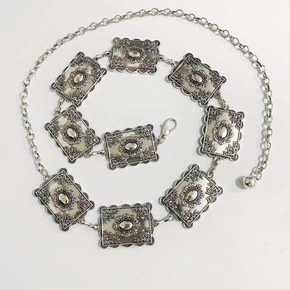 Metal Turquoises Belt Tibetan Style Concho Belt 23.6 Inch Waist Link Chain DIY
