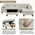 thumbnail image 6 of Clearance! Modern Sectional Sofa with Storage Ottoman, L-Shape Couch with 2 Pillows and Cup Holder,Sectional Sofa with Reversible Chaise for Living Room,Light Gray, 6 of 9