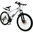 thumbnail image 6 of 26/27.5 inch Mountain Hardtail Mountain Bike for Men/Women, 27 Speed Twist Shifting, Front or Dual Suspension, Comfort Saddle, Purple/Black/White, 6 of 11