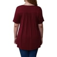 thumbnail image 2 of Guardurnaity Camiseta de mujer Túnica plisada Top Cuello Manga corta Blusa de encaje de encaje de manga corta Prendas para la parte del cuerpo Vino rojo S Guardurnaity AP003108-16, 2 of 5