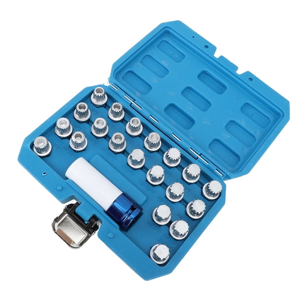 Juego De Llaves De Extracción De Tuercas De Rueda, Alta Resistencia, Fácil De Usar, 21 Piezas, Kit De Herramientas Para Quitar Tuercas De Bloqueo De Rueda, Cromado Para R50 R52