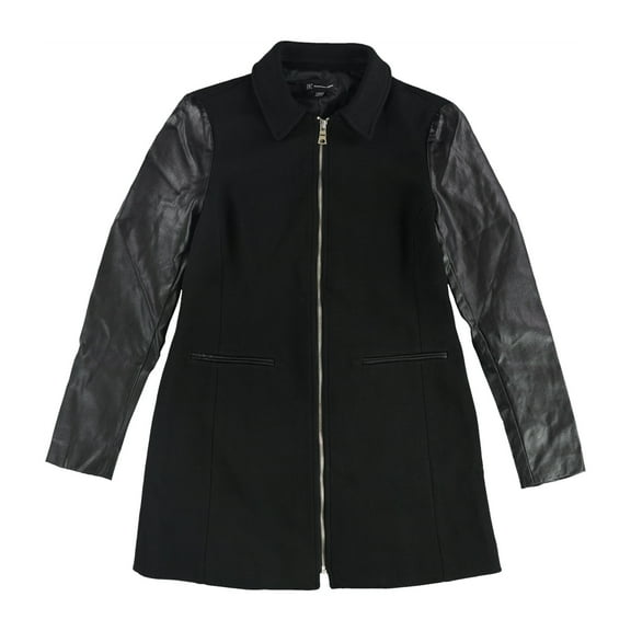 I.N.C Womens Faux Leather Sleeve Jacket, Black, X-Small