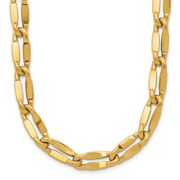 Diamond2Deal 14K Yellow Gold Polished Fancy Contoured Link Necklace for Men 18"