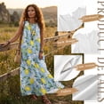 thumbnail image 6 of Xixirimido Lemon Cherry Blossom Blue Print Maxi Dress for Women Crewneck Sleeveless A-line Casual Dresses Summer Beach Vacation Long Dresses Flowy Sundress with Pockets, Size S, 6 of 7
