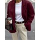 thumbnail image 4 of Blazer para Mujer, Informal, de Negocios, de Larga, con Solapa y Abertura Frontal, para Trabajo y con Bolsillos. Vino Tinto XL, 4 of 8