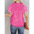 thumbnail image 5 of Women's Casual V Neck Alicia Floral Print Smocked Short Sleeve Chiffon Blouses Bohemian Top Shirts, 5 of 11