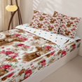 thumbnail image 3 of Homewish Cute Highland Cow Zipper Full Size Comforter Sets with Fitted Sheet and 2 Pillowcases,Pink Red Flowers Blossom Zipper Bedding Set For Girls Boys,Reversible,4-Piece, 3 of 7