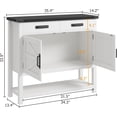 thumbnail image 2 of Farmhouse Wooden Console Table with 2 Doors & 2 Drawers – Multi-Functional Entryway Storage Cabinet and Buffet Sideboard for Kitchen, Hallway, Dining & Living Room, White, 2 of 7