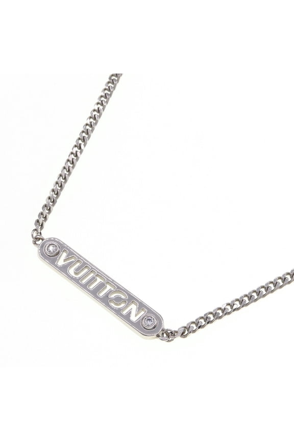 Pre-Owned Louis Vuitton Necklace LV ID M01154 Silver Metal Choker Pendant Plate Men's LOUIS...