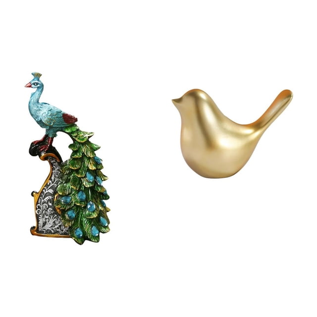Elegante Colección De Esculturas De Animales De Pavo Real Y Pájaro Dorado Para La Decoración Moderna De La Oficina En El Hogar, El Dormitorio, La Sala De Estar, La Estantería Del Escritorio