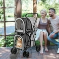 thumbnail image 4 of Gymax 4-in-1 Double Pet Stroller w/ Detachable Carrier Travel Carriage for Cats Grey, 4 of 8