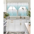 thumbnail image 4 of Aqua Ombre Stripe Swag Kitchen Curtains Sets for Windows 24 Inch Length, Modern Abstract Art Gradient Striped Short Window Curtain Panels Swags Valances and Tiers 3 Piece Set for Cafe/Dining Room, 4 of 5