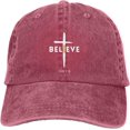 thumbnail image 3 of Hat I Believe John 3 16, Christian, Cross Cowboy hat Men Baseball Cap Women Trucker Hat Golf Dad Cap Black, 3 of 9