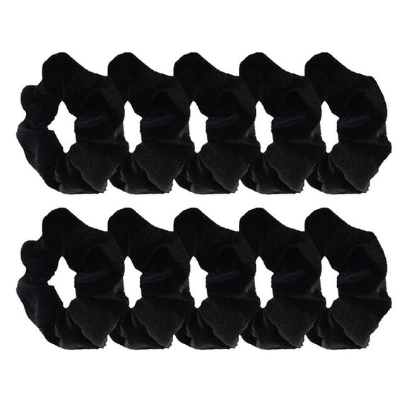 Raindrops 10 Pack Velvet Hair Ring Oversized Scrunchie Headband Black