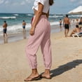 thumbnail image 3 of Gytharion Women's Stripes Cuffed Pants Drawstring Elastic Waist with Pockets Casual Loose Trousers, 3 of 8