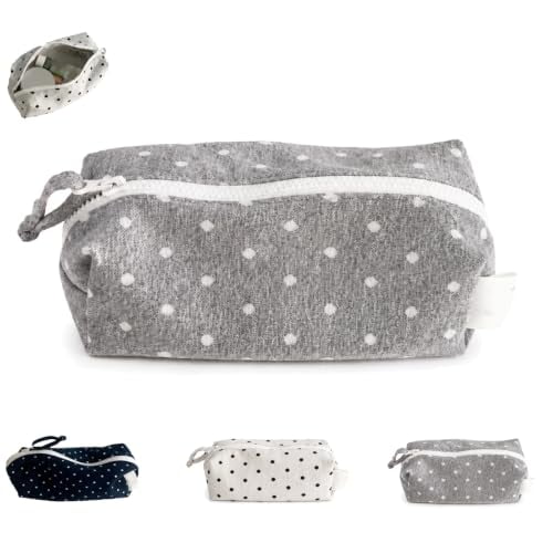 Polka Dot Pencil Case, Pencil Pouch Polka Dot Large Capacity Canvas Pen Bag with Smooth Zipper
