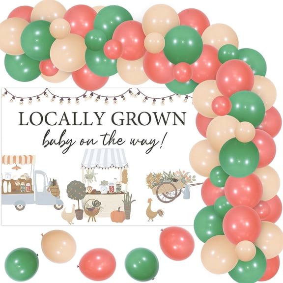 Locally Grown Baby Shower Decorations, Farmer's Market Baby Shower Decorations, Vegetable and Fruit Baby Shower Decorations Balloons Arch Backdrop for Kids Boy Girl Baby Shower