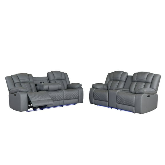 Global Furniture USA U7068 Gray Fabric Power Reclining Set with LED