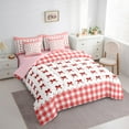thumbnail image 3 of Manfei Lovely Girls Bowknot 7-Piece Bedding Comforter Set,Cartoon Bow Tie King Bedding Sets,Red White Plaid Grid Bed Sheets For Kids,Luxury Bedroom Decor Reversible, 3 of 8